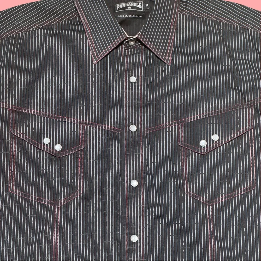 Men's Black Striped Button Up Collared Long Sleeve Cowboy Shirt - Picture 3 of 16